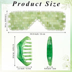 Hercicy 4 Pcs Jade Eye Mask and Hair Comb Set Green Jade Stone Eye Mask White Facial Cooling Set Guasha Scalp Comb Facial Massage Tool for Relax Alleviate Puffiness Esthetician Supplies