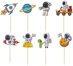 Gyufise 40Pcs Space Astronaut Cupcake Toppers Rocket Planet Trip to the Moon Cupcake Picks Decorations for Baby Shower Boys Girls Birthday Outer Space Themed Party Cake Decorations Supplies