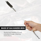 50 Inch Pipe Cleaning Brush Set with Stainless Steel Bristles, Wire Brush with 4 Flexible Rods and Hexagonal Connecting Rod, Stainless Steel Pipe Brush Set (3/5, 1, 1 3/5, 2 in Brush Heads)