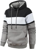 Men's Novelty Color Block Pullover Hoodie Casual Fleece Long Sleeve Hooded Sweatshirt