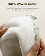 Miss Adola Cotton Kitchen Towels Set of 2 - Cute Design 16×26 Inch Dish Towels for Kitchen with Hanging Loop Line Flower Quick Dry Hand Towels Soft & Absorbent, Decorative Terry Cloth Tea Towels
