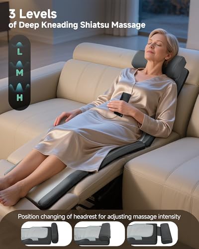 Snailax Shiatsu Back Massage Mat with Heat, Vibration Full Body Massage Mat for Sofa, Recliner,Bed, Deep Kneading Back Massage Pad with Foldable & Flexible Pillow, Mother's Day Gifts for Women Wife