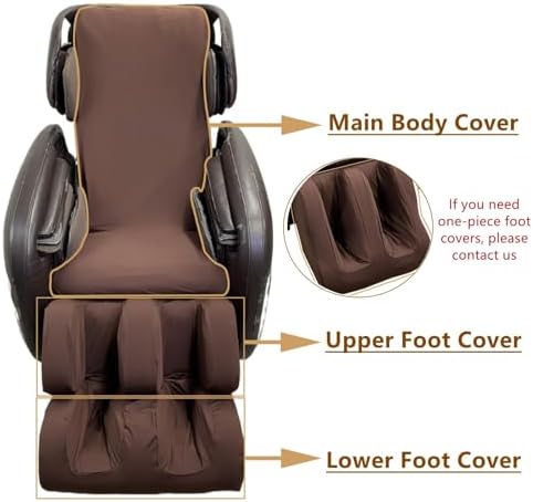 Full Body Massage Chair Cover-Shiatsu Slipcover Recliner Chair Cover,Universal Washable Stretch Fabric Armchair Slipcovers,Dust Protection Sofa Covers,Brown,Foot