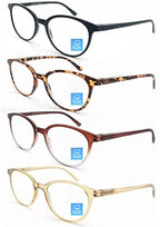 MODFANS Women Reading Glasses Blue Light Blocking 2.5 Men Readers Spring Hinges,Anti Glare UV Eyestrain,Large Round Frame Computer Eyeglasses Women
