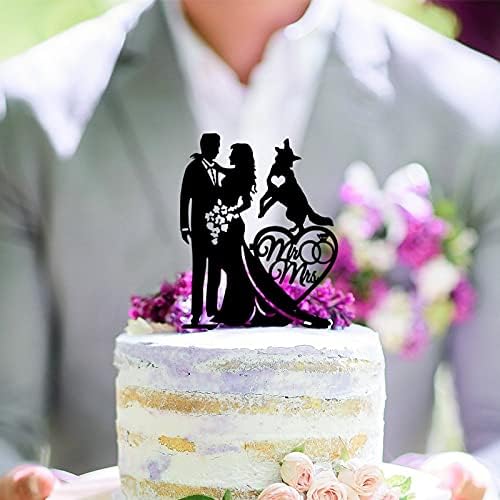 Custom Wedding Cake Topper With Dogs Bride And Groom With German Shepherd Heart Dog Cake Topper Personalized Wedding Topper Couple With Pet Cake Toppers Ideal Gift for Wedding Anniversary
