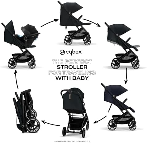 CYBEX Beezy 2 Compact and Lightweight Travel Stroller - Compatible with CYBEX Car Seats, Magic Black