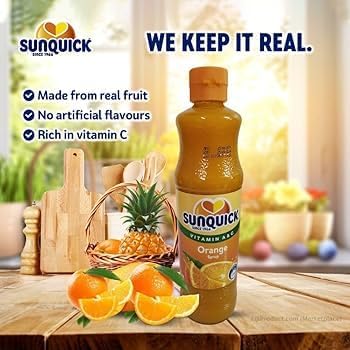 Sunquick Concentrate ORANGE Juice (700 ml Bottle) No artificial flavours, colours or sweeteners; Contains Vitamin A & C ...