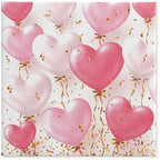 PAW Paper Napkin 3 Ply (33 x 33 cm) I Pack of 20 Perfect for Birthdays, Parties, Weddings, Kommunion and Celebrations, Table Decoration – Pink Heart Balloons