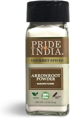 Pride of India – Natural Arrowroot Ground Powder – Gourmet Baking & Thickening Agent – Gluten & GMO Free – Good for Sauces, Fritters & Fries – Easy to Use – 2oz. Dual Sifter Bottle
