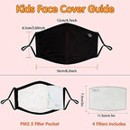 SPRING SEAON 5pcs Kids Cotton Face Covering Set Reusable Washable Cute Pattern 3 Layers Adjustable Dust Cover for Boys Girls