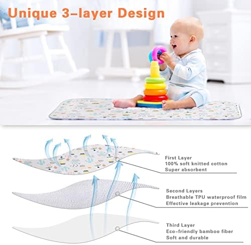 Baby Portable Changing Pad Waterproof Diaper Changing Mat Travel 3 Pack Washable Mattress Pad Reusable Under Pads Changing Pad Liners 22" x 27.5"