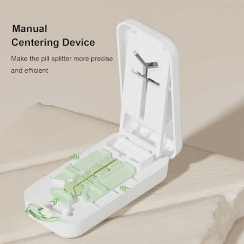 Professional Pill Cutter with Centering Device Safety Blade for Small and Large Tablets, Works for 1/4,1/3 and 1/2