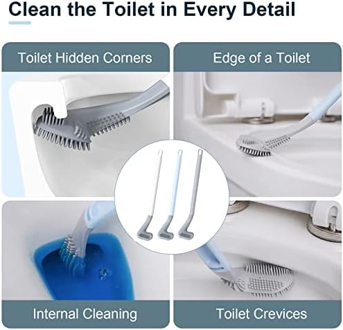 Golf Toilets Brushes, Toilet Cleaning Brush, Flexible Bendable Silicone Long Handled Toilet Brushes, 360°Deep Toilets Bowl Cleaning Brush,Quick Drying Scrubber for Bathroom with Hook (White)