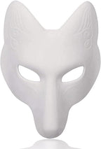 Utavu Halloween Fox Mask - DIY Animal Craft Mask for Cosplay, Masquerade Parties & Costume Accessory, White