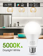 L LOHAS LED Super Bright White LED Light Bulb, A21 23W(150-200Watt Equivalent), 2500 High Lumen, 5000K Daylight, Garage Light Bulbs, E26 Porch Light Bulb, Non-Dim, No Flicker for Home Lighting, 2-Pack