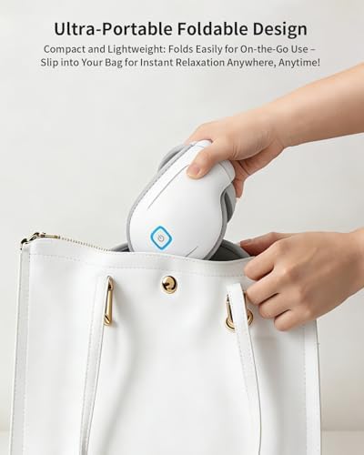 Eye Massager with Heat and Compression - Classic White Heated Eye Mask with Vibration, Bluetooth Music, 6 Modes, Rechargeable 1200mAh Battery for Eye Strain, Dry Eyes, Migraines Relief