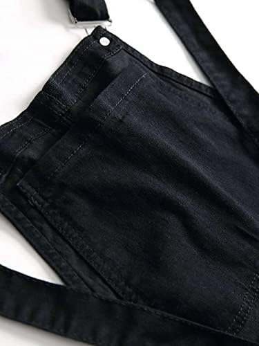 WDIRARA Men's Ripped Distressed Skinny Denim Overalls Dungarees Jeans Jumpsuits with Pocket