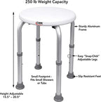 Carex Compact Shower Stool - Adjustable Height Bath Stool and Shower Seat - Aluminum Bath Seat that Supports 250lbs