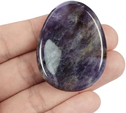 Artistone Amethyst Crystal Thumb Worry Stone Carved Healing Crystals Pocket Palm Stones for Anxiety Stress Relief Meditation