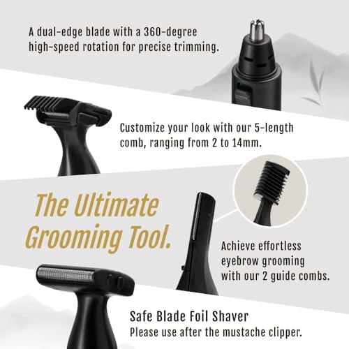 URBANER Nose Hair Trimmer for Men, Japanese Motor, USB Charger, IPX8 Waterproof, 4-in-1 Grooming Set, Ear and Nose Hair Trimmer, Eyebrows Trimmer, Portable Electric Shaver, Gifts MB-990