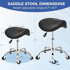ANWBROAD Saddle Stool with Wheels Ergonomic Swivel Adjustable Rolling Stool with PU Leather Thick Wide Saddle Seat Padding Comfortable Rolling Saddle Chair for Salon Massage Clinic Black UWSS001B