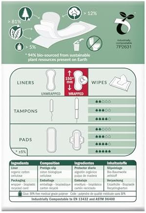 Natracare Natural Organic Normal Panty Liners, Made with Certified Organic Cotton, Ecologically Certified Cellulose Pulp and Plant Starch (1 Pack, 18 Liners Total)