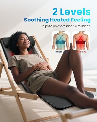 COMFIER Full Body Massage Mat with Heat, Shiatsu Back Massager for Pain Relief Deep Tissue Kneading & Vibration Heating Chair Massage Pad for Recliner, Sofa, Bed
