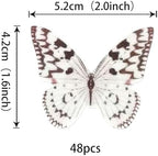 48 Pack Edible Butterflies for Cake Decorating, Edible Butterfly Cupcake Toppers, Wafer Paper Butterfly Cake Decorations for Wedding Birthday Anniversary Party Food Decoration Silver