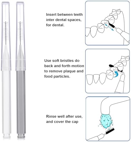 Patelai 100 Pieces Braces Brush for Cleaner Interdental Brush Toothpick Dental Tooth Flossing Head Oral Dental Hygiene Flosser Toothpick Cleaners Tooth Tool(White, Grey,Ideal Size)