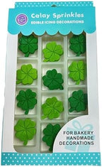 Sentovac 12pcs Edible Shamrock St. Patrick's Day Clover Cake Decorations and Cupcake Toppers | Mixing Sprinkles for Decorating | Birthday Party Supplies