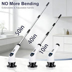 Electric Spin Scrubber for Cleaning, Adjustable Shower Brush with 7 Replaceable Heads & Power LED Display, 2 Speed Waterproof Cordless Shower Scrubber for Bathtub, Kitchen, Car, White