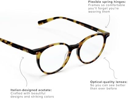 eyebobs - Case Closed | Premium Reading Glasses for Men and Women | Round Frame for Average Faces | Available in 0.0x - 4.0x