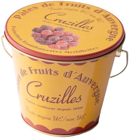 Pâtes de Fruits d’Auvergne Imported Assorted French Fruit Jelly Candies in Metal Tin (Assorted, 8.8oz)