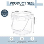 Domensi 6 Pcs Clear Square Bucket with Lid Food Ice Cream Plastic Buckets with Handle Reusable Freezer Containers Industrial Pails for Paint Storage for Kitchen Home(1.5 Gallon)