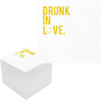 Drunk In Love Cocktail Napkins, 100 Pack Gold Drunk In Love Party Supplies Disposable Paper Luncheon Napkins in Bulk for Bridal Shower Engagement Wedding Bachelorette | 2-Ply, 5x5 Inches