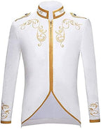 IWEMEK Men Prince Charming Costume Palace Prince Gold Embroidered Jacket Suit Court Uniform Cosplay Officer Medieval Costume