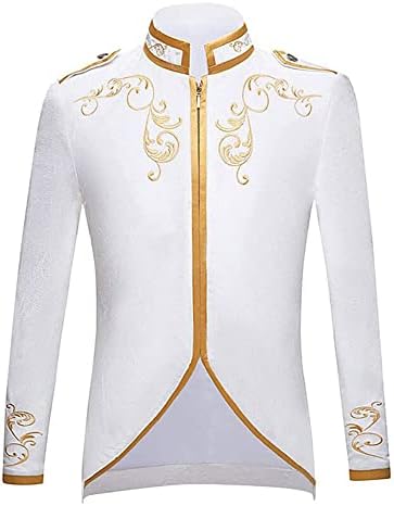 IWEMEK Men Prince Charming Costume Palace Prince Gold Embroidered Jacket Suit Court Uniform Cosplay Officer Medieval Costume