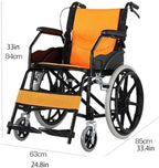 Safety Wheelchair Manual Wheelchairs Carbon Steel Folding Transport Chair Self-propelled Wheelchairs with 16.9 Inch Seat Transport Wheelchair Easy to Carry