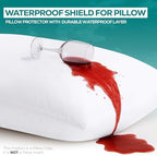 Set of 2 Pillow Protectors with Zipper Standard Size, Bed Bug and Dust Mite Proof Pillow Covers, Ultra Soft Pillow Encasements, Moisture Wicking and Waterproof Pillow Cases by Utopia Bedding (White)