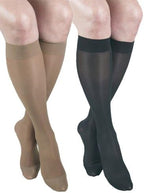 GABRIALLA Sheer Graduated Compression Knee High Stockings 2 Pack (23-30 mmHg) H-180: Large Beige Black