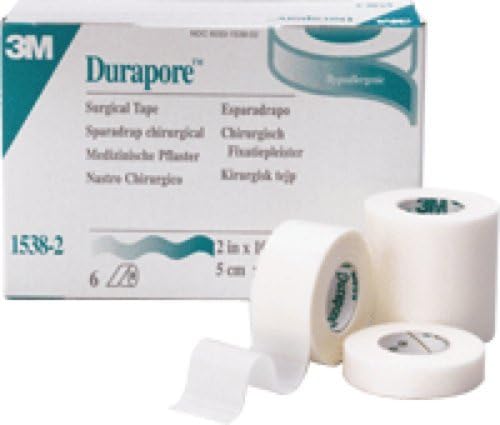 3M Durapore Surgical Tape 1/2"X10Yard Roll Silk Hypoallergenic - Pack of 12 Rolls - Model 1538-0