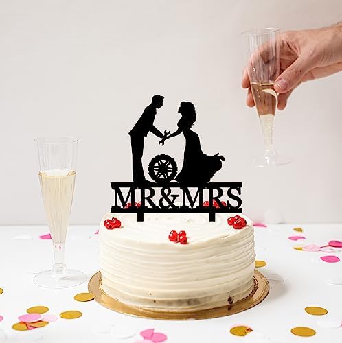 Repairman Wedding Cake Topper Car Repairman Couple Cake Topper Wrench Tools Mr&Mrs Wedding Cake Topper