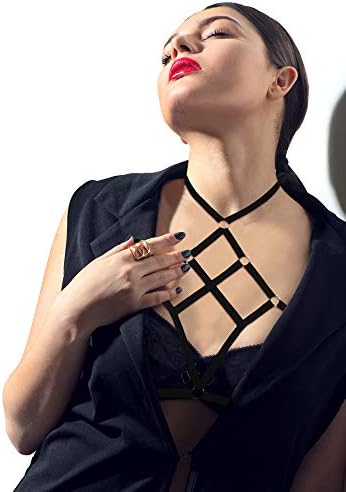 4 Pieces Women Harness Strappy Hollow Out Cross Elastic Cage Bra Cupless Bra Body Lingerie for Ladies