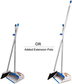 TreeLen Long Handle Broom and Dustpan Set,Upright Dust Pan Combo for Home, Kitchen, Room, Office, Lobby Floor Use Without Bending