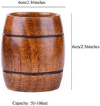 Barrel Shape Wooden Tea Cups 51-100ML Top-Grade Natural Solid Wood Tea Cup Wine Mug for drinking Tea Milk Coffee Wine Beer Hot Drinks, Pack of 4
