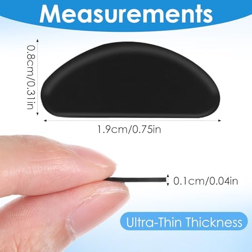 Mabor 20 Pairs Anti-Slip Nose Pads for Glasses – Silicone D-Shaped Adhesive Stick-On Eyeglass Nose Grips, Ultra-Thin Comfort Fit for Optical & Sunglasses, Black & Clear