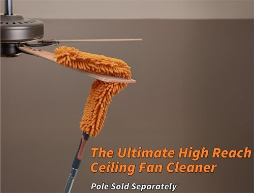 Flexible Ceiling Fan Cleaner Duster // Washable Fan Duster for High Ceiling // Fits All Extension Poles with Standard US Acme Thread // Best Flex-and-Stay Fan Blade Cleaner (Pole Sold Separately)