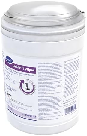 Oxivir Diversey 1 Disinfectant Wipes, AHP Hydrogen Peroxide Cleaner, Multi-Surface Cleaner for Home & Commercial Use, Large Wipes, 60 Count Canister