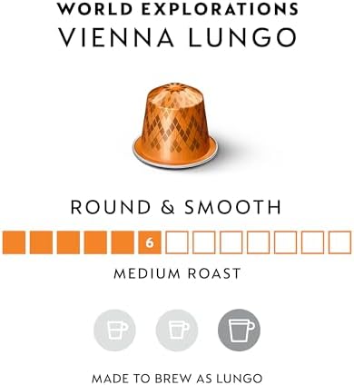 Nespresso Capsules Original Line, Vienna Lungo, Medium Roast Coffee, 50-Count Espresso Coffee Pods,