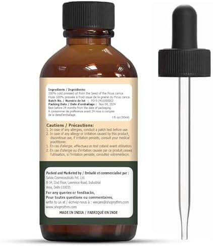 Organic Zing Fig (Ficus carica) Oil | Pure & Natural Carrier Oil for Skincare, Hair Care, Aroma & Diffuser - 30ml/1.01fl oz